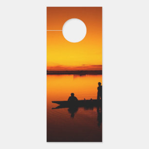 Sunset Rowing Boat Silhouette on the Sea-16497 Door Hanger