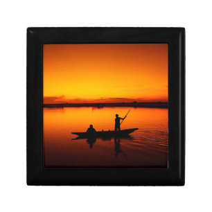 Sunset Rowing Boat Silhouette on the Sea-16497 Gift Box