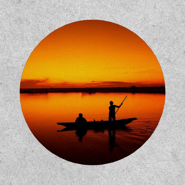 Sunset Rowing Boat Silhouette on the Sea-16497 Patch (Front)