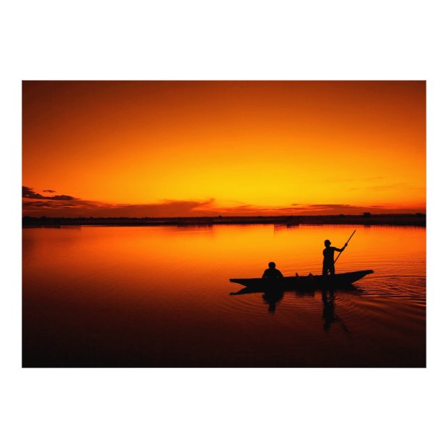 Sunset Rowing Boat Silhouette on the Sea-16497 Photo Print (Front)