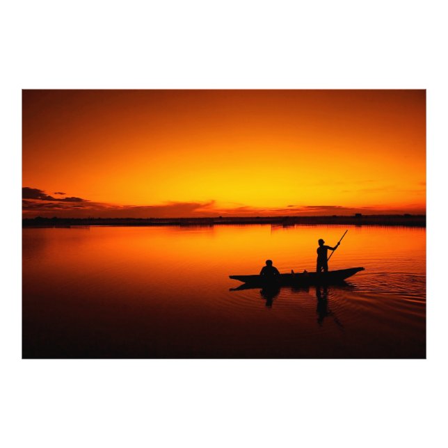 Sunset Rowing Boat Silhouette on the Sea-16497 Photo Print (Front)