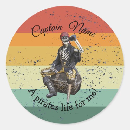 Sunset Rum Skeleton Party Pirate Classic Round Sticker