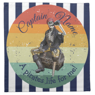 Sunset Rum Skeleton Party Pirate Cloth Napkin