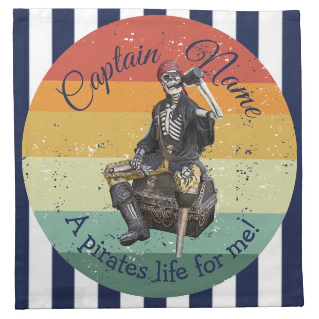 Sunset Rum Skeleton Party Pirate Cloth Napkin (Front)