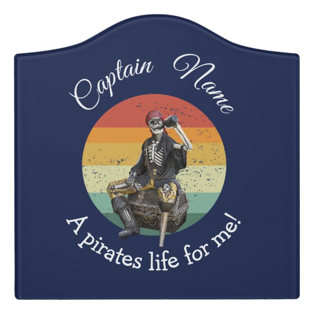Sunset Rum Skeleton Party Pirate Door Sign (Large Crest Front)