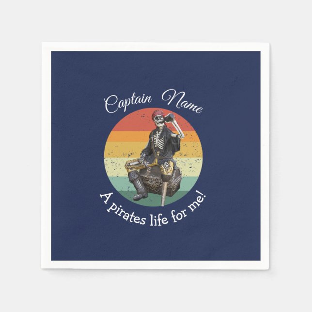 Sunset rum skeleton Party Pirate Napkins (Front)