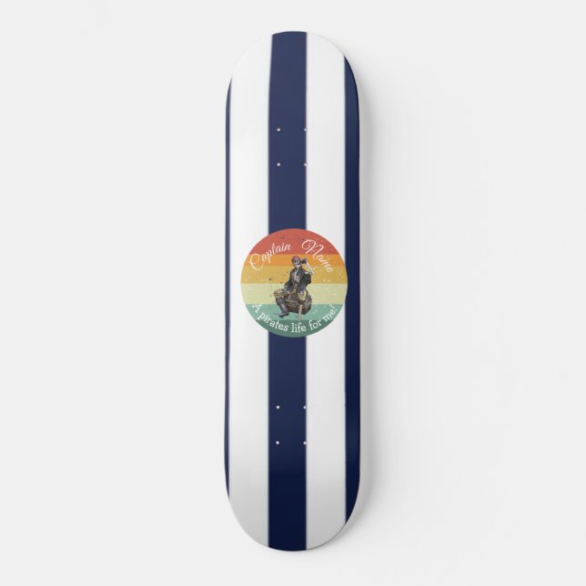 Sunset Rum Skeleton Party Pirate  Skateboard (Front)