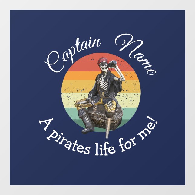 Sunset Rum Skeleton Party Pirate  Window Cling (Sheet)