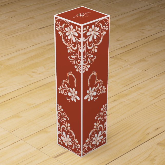 Sunset Rust Chic Mr & Mrs Wedding Wine Gift Box (Front)