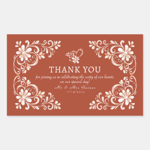 Sunset Rust Shabby Chic Thank You Wedding Sticker