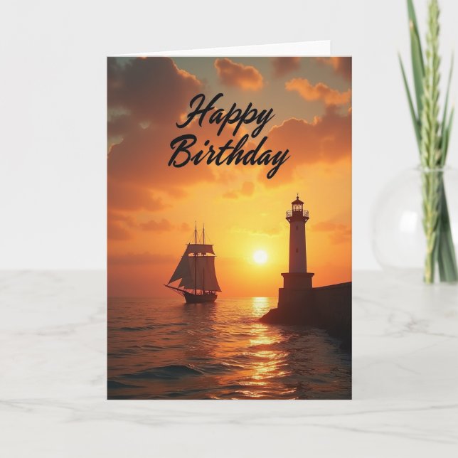 Sunset Sail Birthday Card (Front)