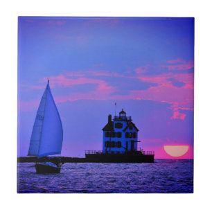Sunset Sail Ceramic Tile