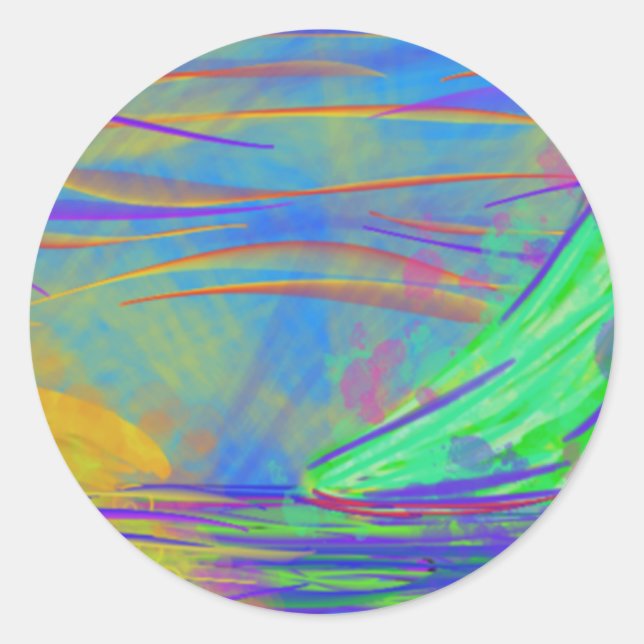 sunset sail classic round sticker (Front)