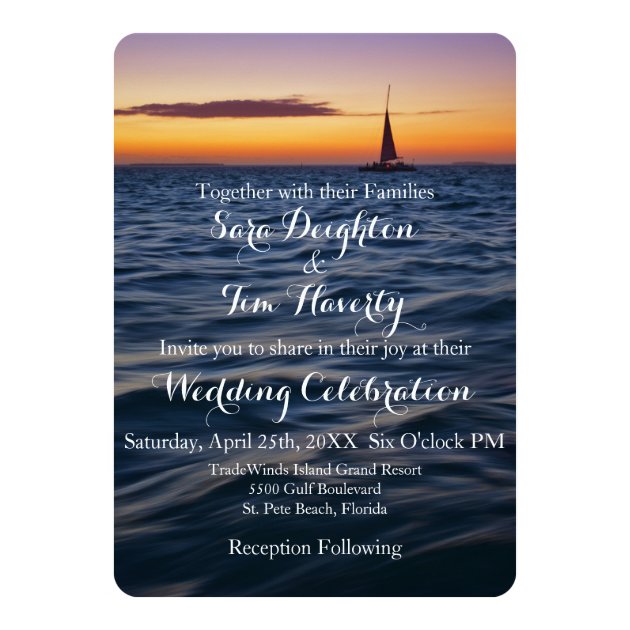 Sunset Sail Contemporary Nautical Wedding Invite