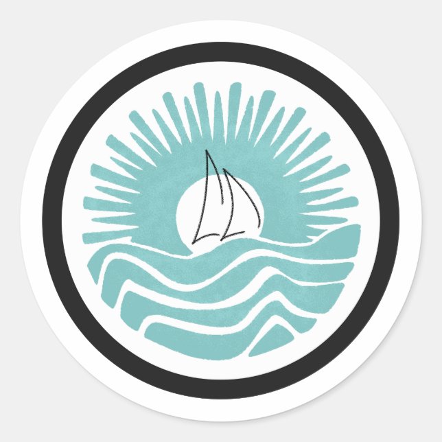Sunset Sail in Teal Sticker (Front)