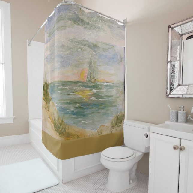 Sunset Sail Shower Curtain (In Situ)