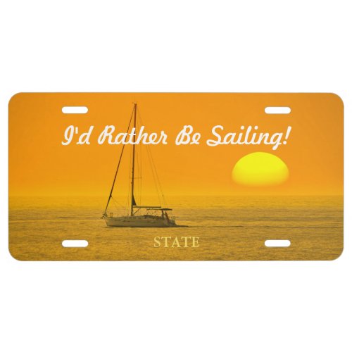 Sunset Sailboat DIY Message  Photo License Plate