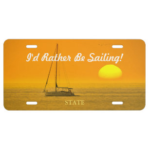 Sunset Sailboat, DIY Your Message & Photo License Plate