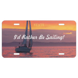 Sunset Sailboat, DIY Your Message & Photo, Vs 2 License Plate