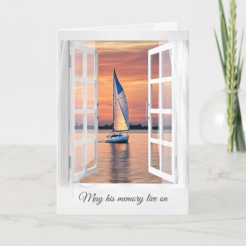 Sunset Sailboat In Window Sympathy Card