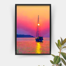 Sunset Sailboat on the Sea