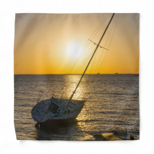 Sunset Sailboat Shipwreck Gulf Breeze FL Bandana