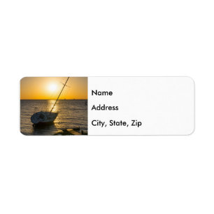 Sunset Sailboat Shipwreck Gulf Breeze FL Labels