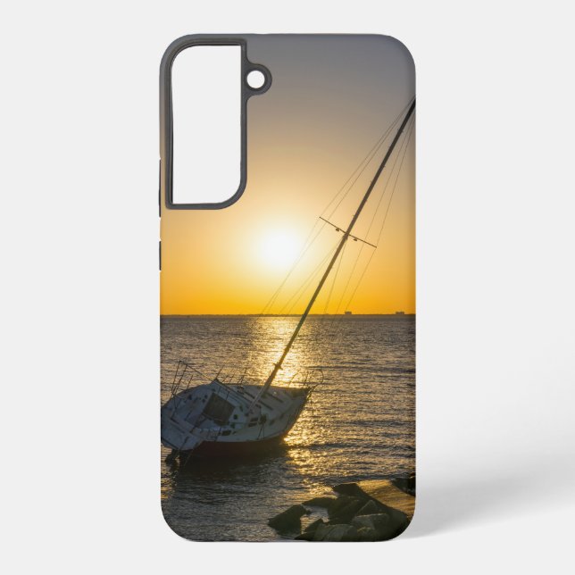Sunset Sailboat Shipwreck Gulf Breeze FL Samsung Galaxy Case (Back)