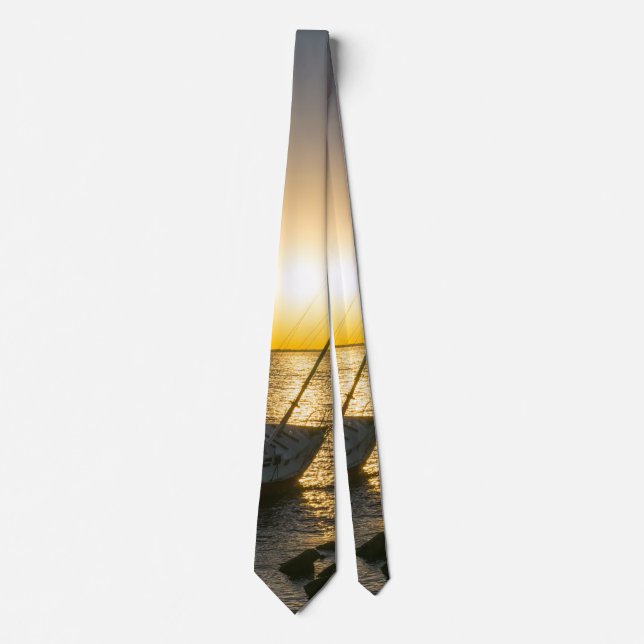 Sunset Sailboat Shipwreck Gulf Breeze FL Tie (Front)