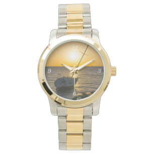 Sunset Sailboat Shipwreck Gulf Breeze Gold Watch