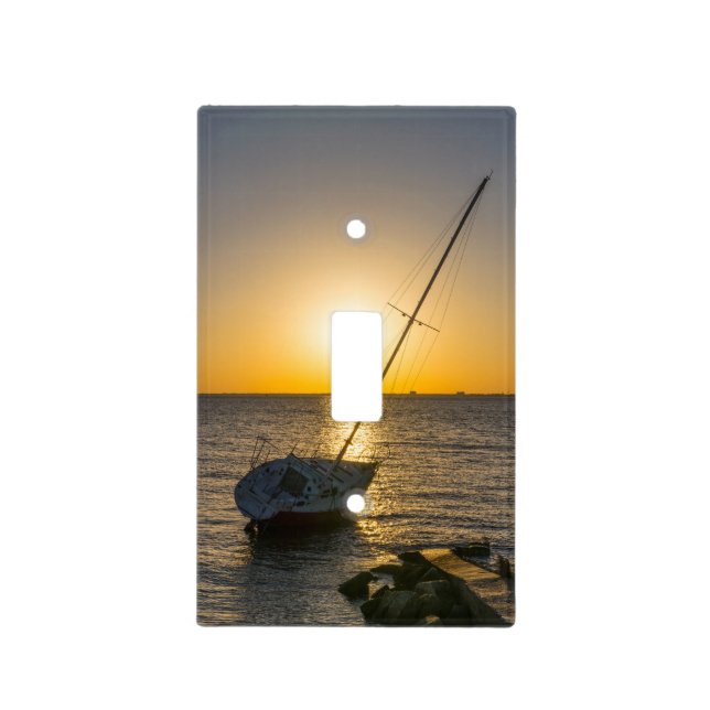 Sunset Sailboat Shipwreck Gulf Breeze Switch Cover (Front)