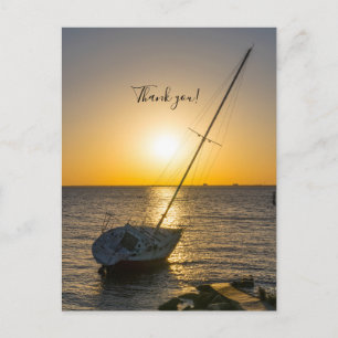 Sunset Sailboat Shipwreck Gulf Breeze Thank You Postcard