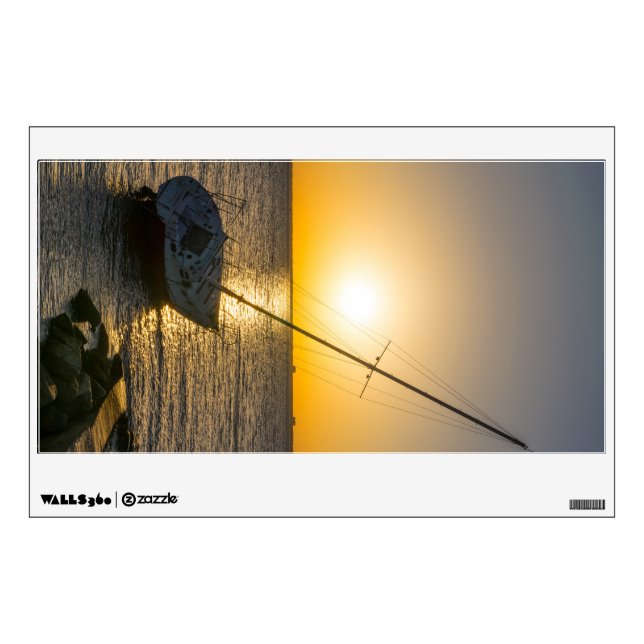 Sunset Sailboat Shipwreck Gulf Breeze Wall Decal (Front)