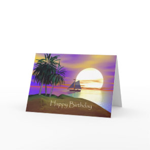Sunset Sailing Birthday Card