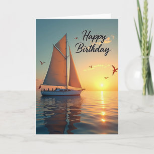 Sunset Sailing Birthday Card