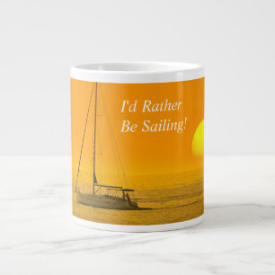Sunset Sailing Boat, DIY message or Name Giant Coffee Mug