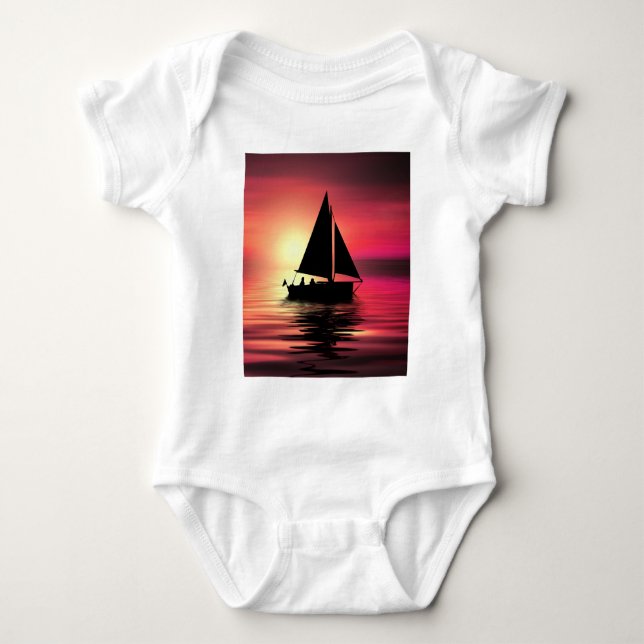 Sunset Sailing Boat On The Sea Art Design-39186 Baby Bodysuit (Front)
