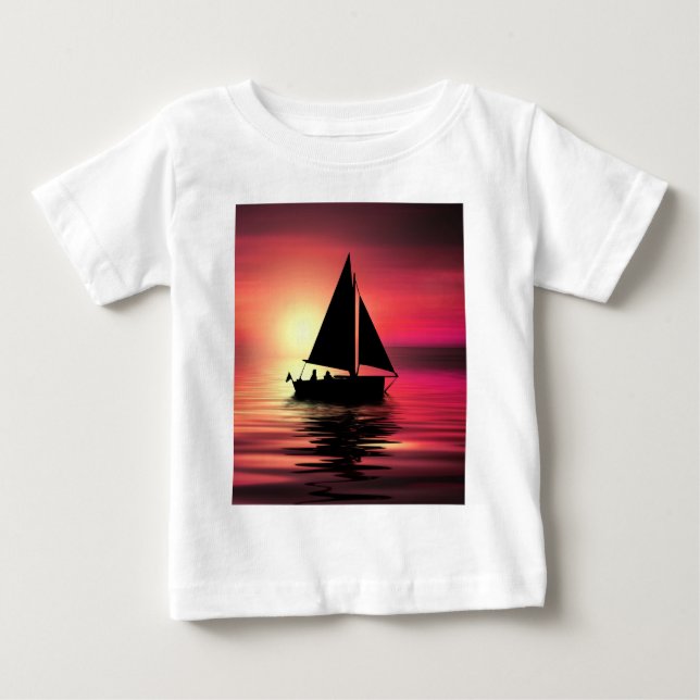 Sunset Sailing Boat On The Sea Art Design-39186 Baby T-Shirt (Front)