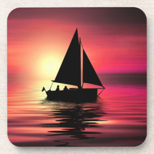 Sunset Sailing Boat On The Sea Art Design-39186 Beverage Coaster