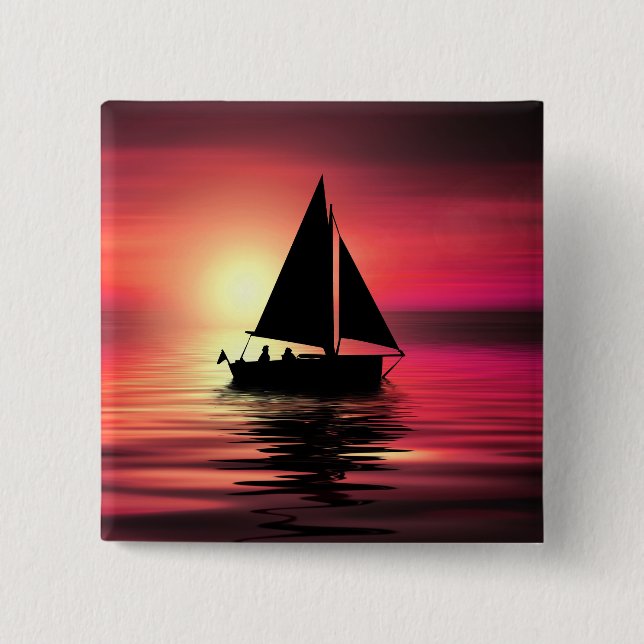 Sunset Sailing Boat On The Sea Art Design-39186 Button (Front)