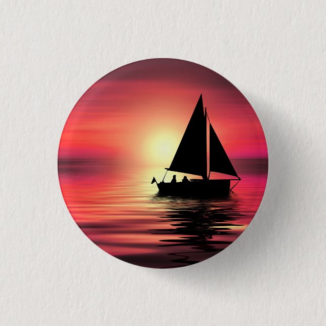 Sunset Sailing Boat On The Sea Art Design-39186 Button (Front)