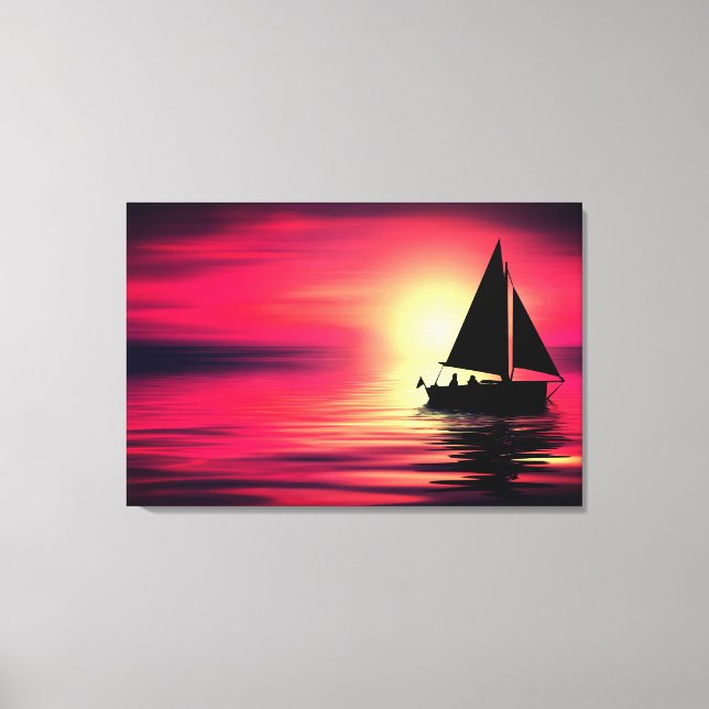 Sunset Sailing Boat On The Sea Art Design-39186 Canvas Print (Front)