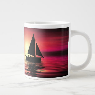 Sunset Sailing Boat On The Sea Art Design-39186 Giant Coffee Mug