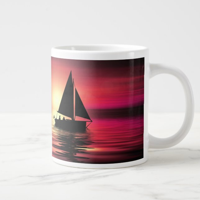 Sunset Sailing Boat On The Sea Art Design-39186 Giant Coffee Mug (Right)