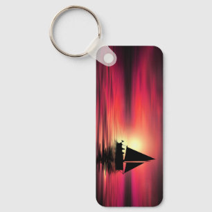 Sunset Sailing Boat On The Sea Art Design-39186 Keychain