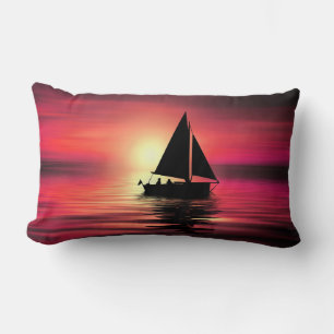 Sunset Sailing Boat On The Sea Art Design-39186 Lumbar Pillow
