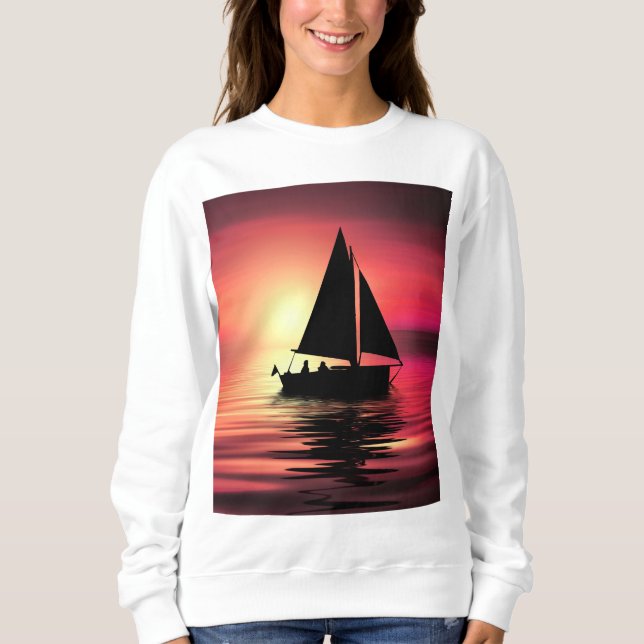 Sunset Sailing Boat On The Sea Art Design-39186 Sweatshirt (Front)