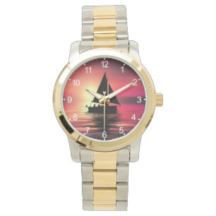 Sunset Sailing Boat On The Sea Art Design-39186 Watch