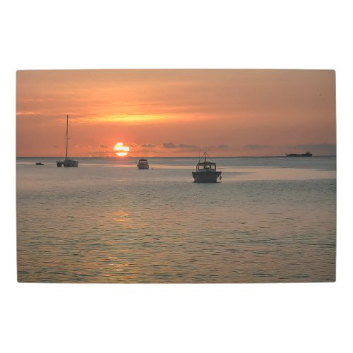 Sunset Sailing Boats Ocean Tropical Metal Print