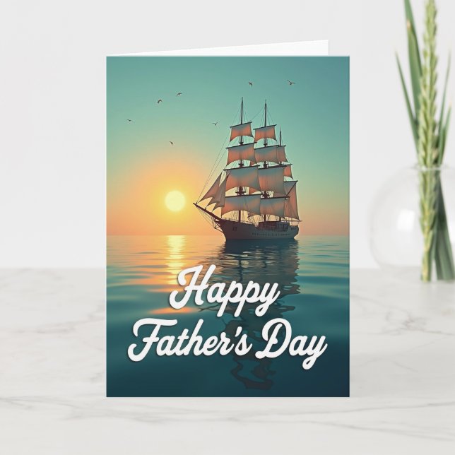Sunset Sailing Fathers Day Card (Front)